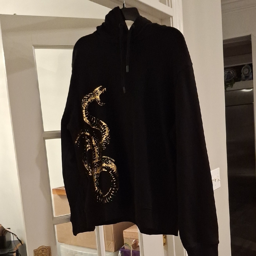Armani Exchange Black and Gold Snake Men's Sweater